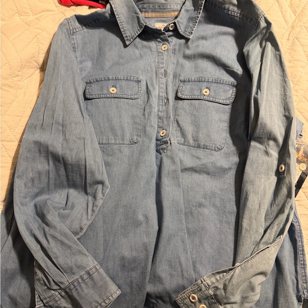 Denim Blue Women's Button-Up Tunic